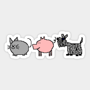 Pixelart Cute Animals Cat Pig Dog Sticker